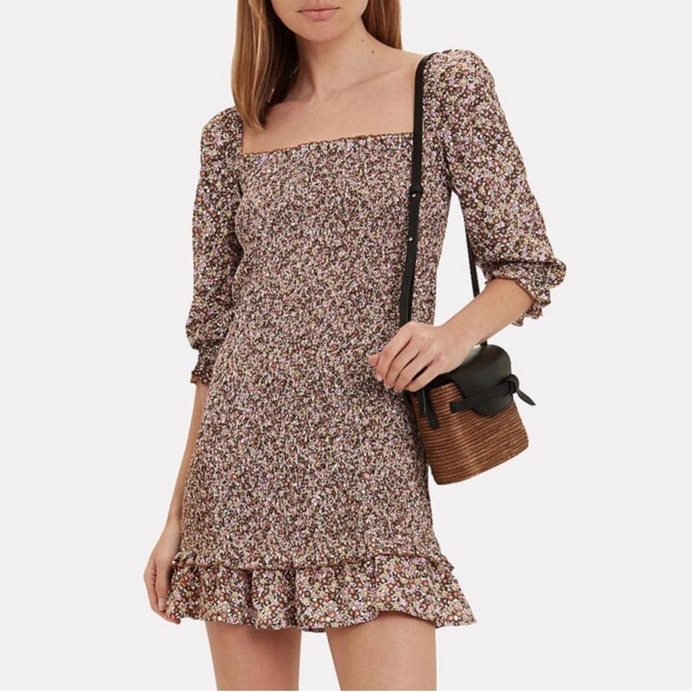 Faithfull The Brand Es Saada Floral Smocked Mini Dress
